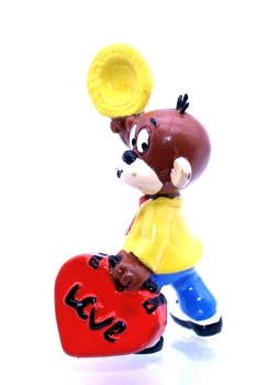 PFERDLE und ÄFFLE Werbefigur aus Kunststoff von Bully - Äffle mit Hut und Herzköfferchen